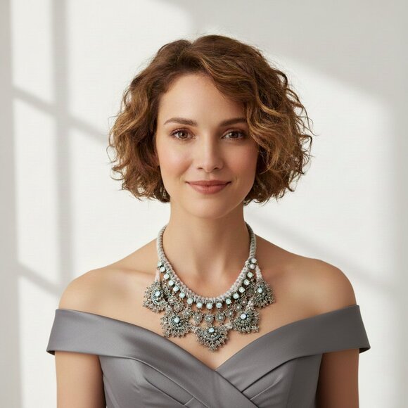 Mythologie Statement Necklace – Ethereal Opalescent Elegance - Picture 1 of 14